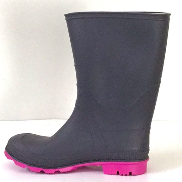 Kamik Gray Rain Boots, Girl’s Pink Trim Rubber. Outdoor, Casual, School. - Picture 6 of 7